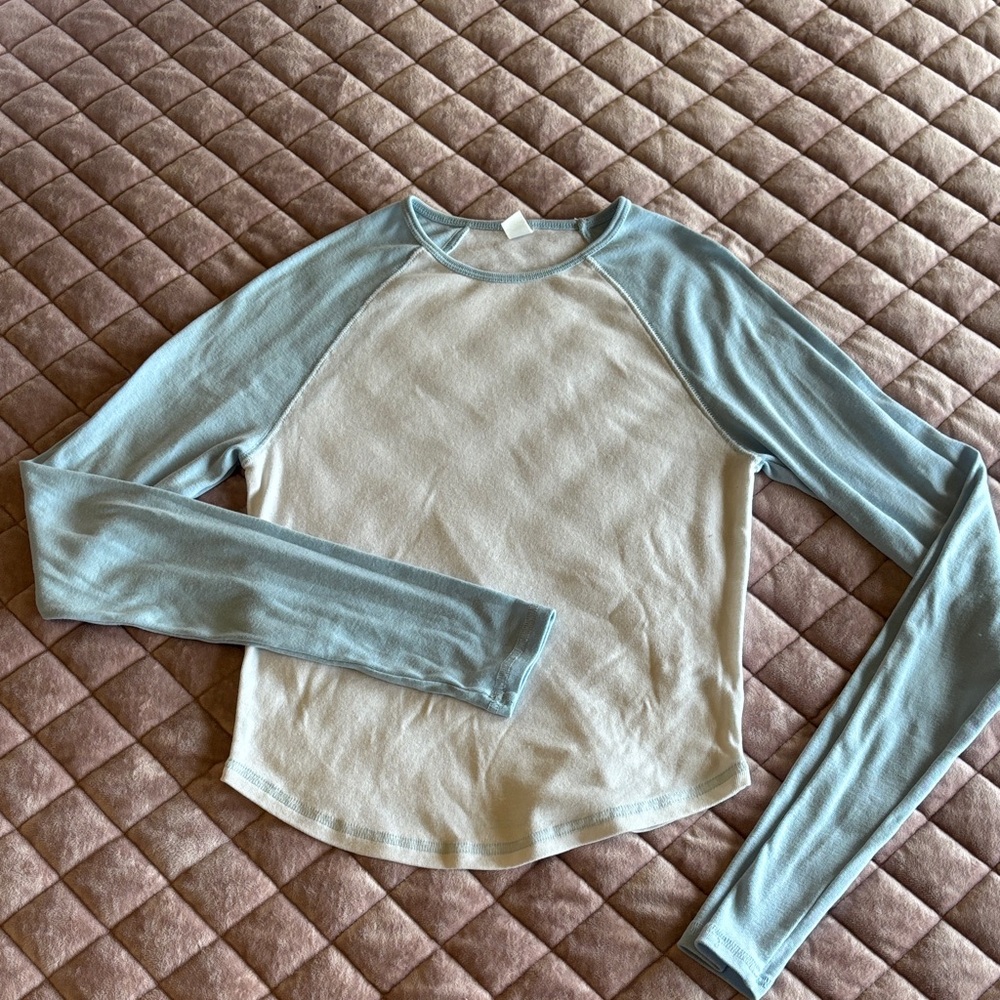 BP Light Blue and Cream Long Sleeve Tee
